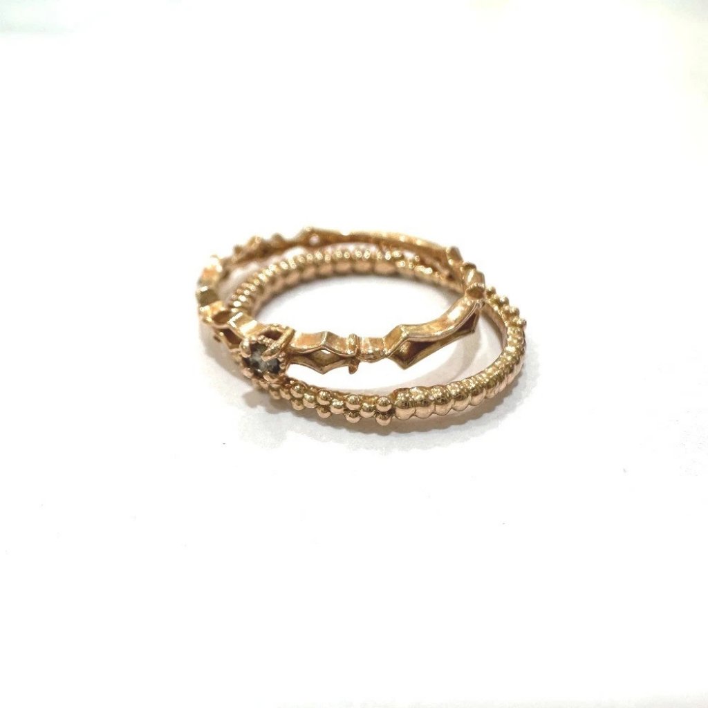 Jewelry K10pg Design Double Diamond Accessory Ring K10pg Gold
